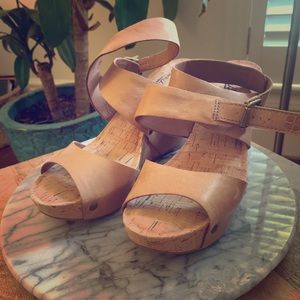 Lucky Brand Cross-Strap Leather Wedge Sandal